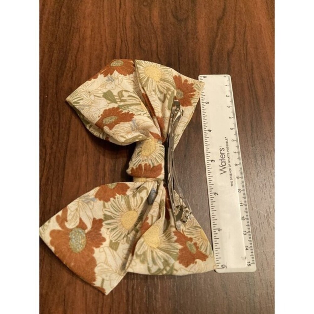 Floral Hair Bow Women OS Multicolor Excellent French Barrette Oversized Clip - Picture 4 of 5